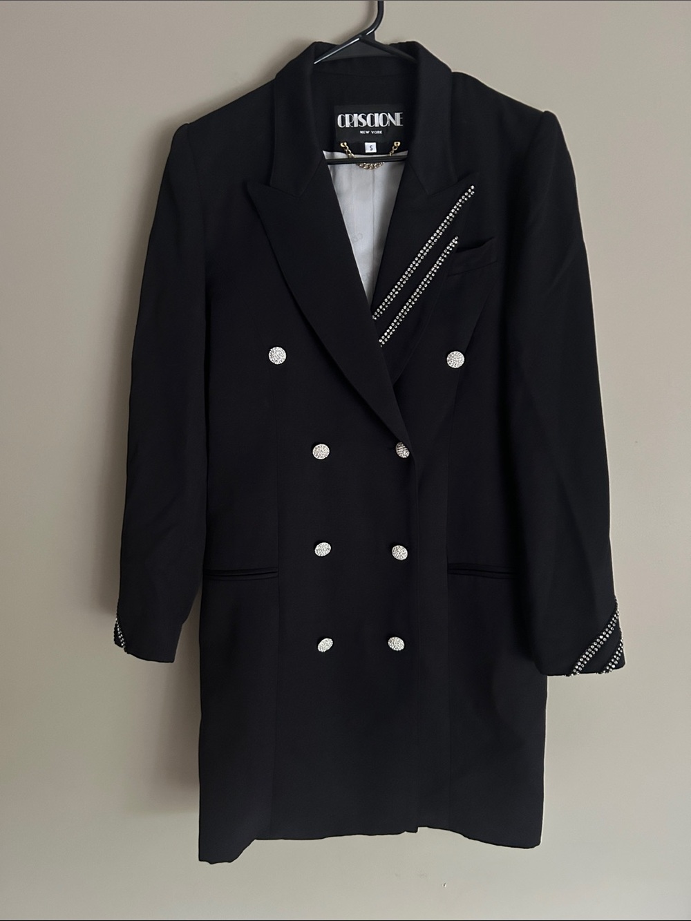 Crispione Black Double-Breasted Blazer Coat